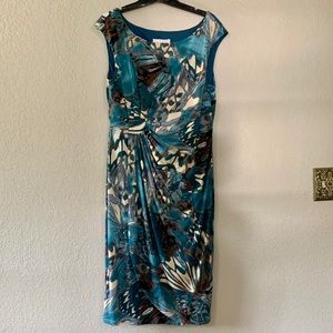 Misses Watercolor Side Draped Dress